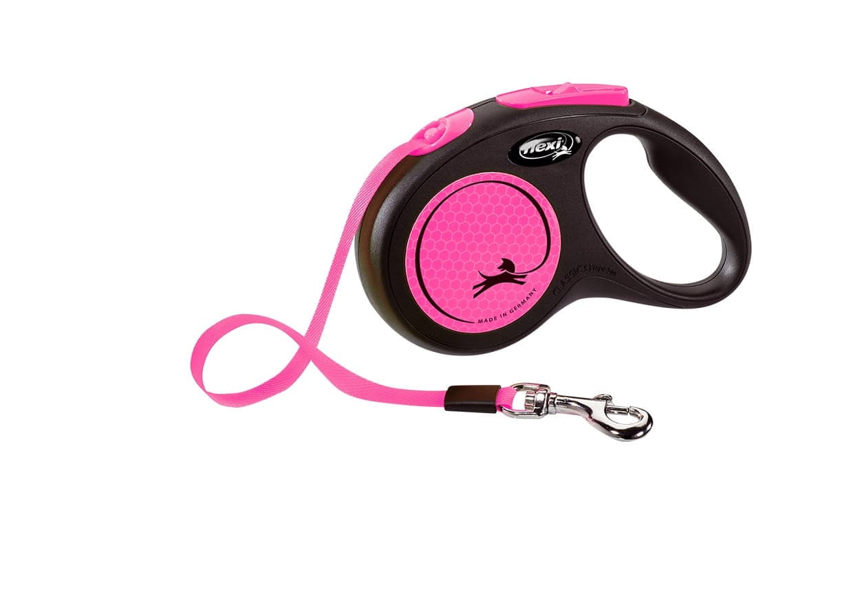 FLEXI Automatikleine für Hunde New Neon S – Gurt 5 m, Farbe: Rosa
