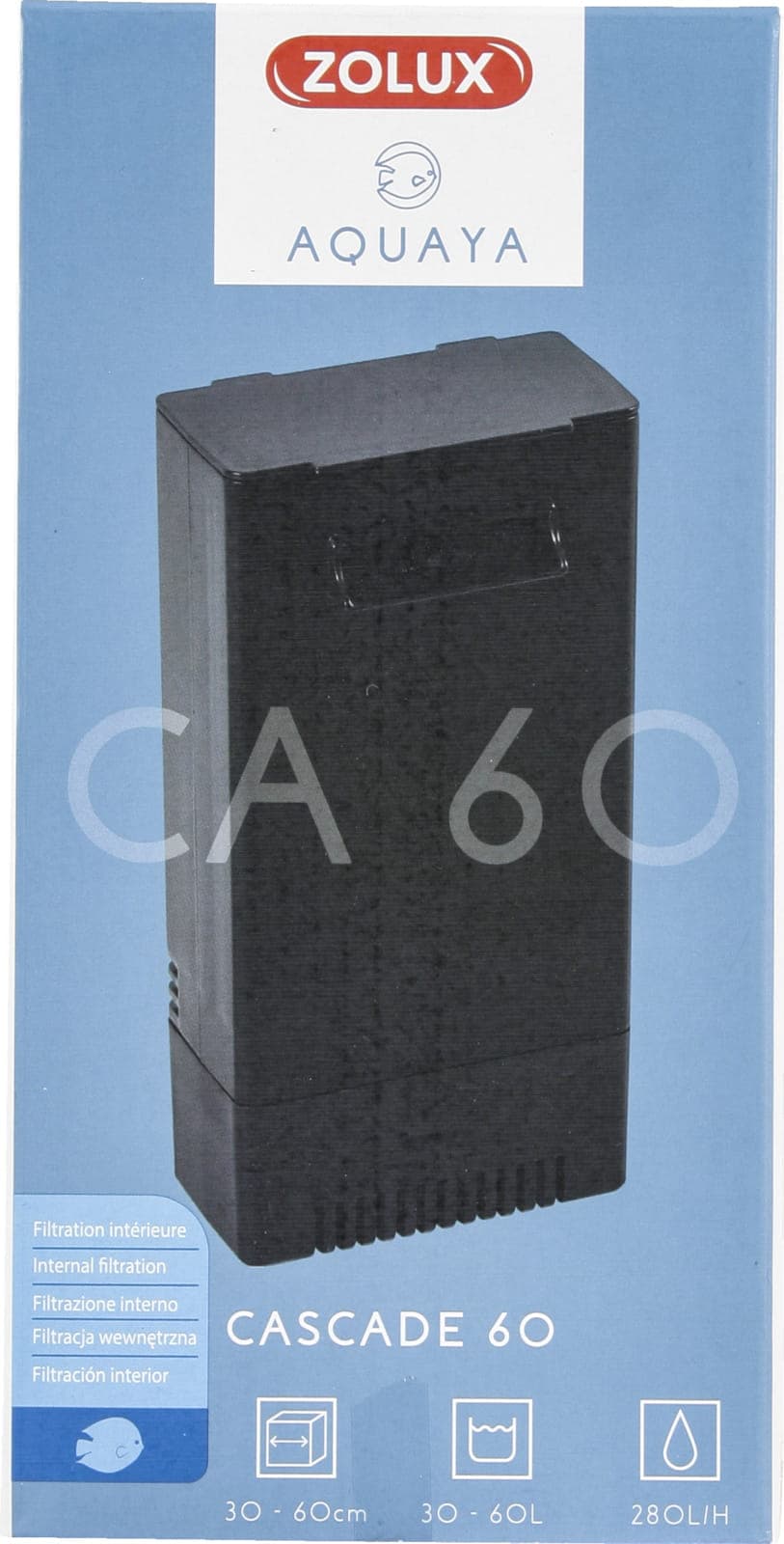 ZOLUX Innenfilter für Aquarien AQUAYA Cascade 60, Farbe Schwarz