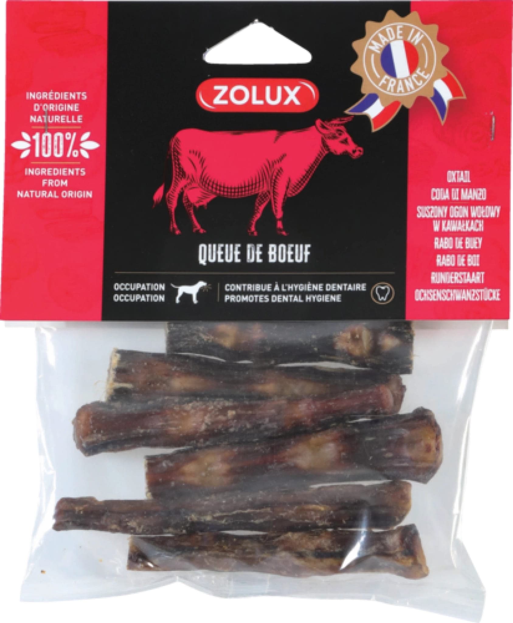ZOLUX Natürliches Leckerli für Hunde Ochsenschwanz 150 g