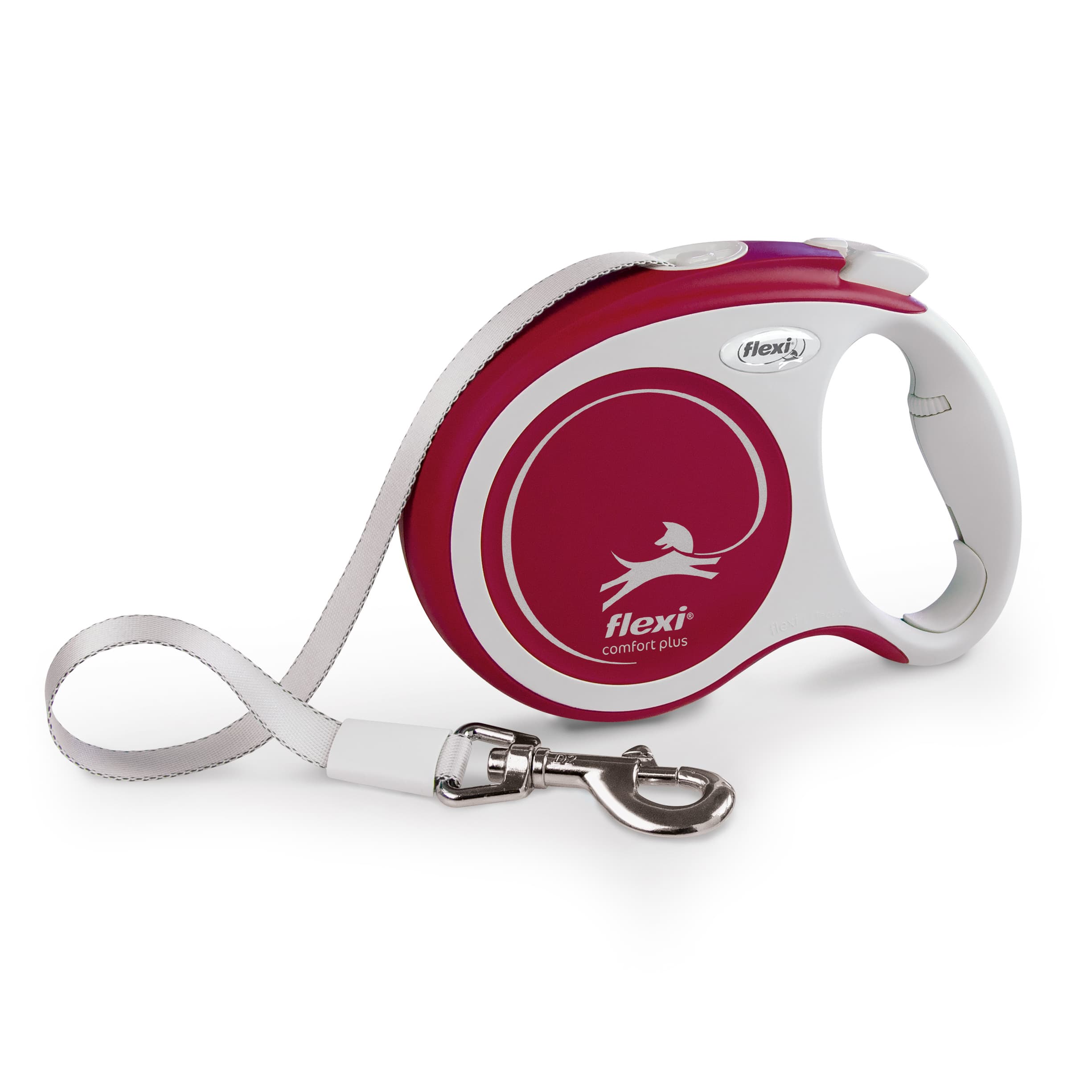 FLEXI COMFORT PLUS Automatikleine für Hunde, Band, L, 5 m, rot