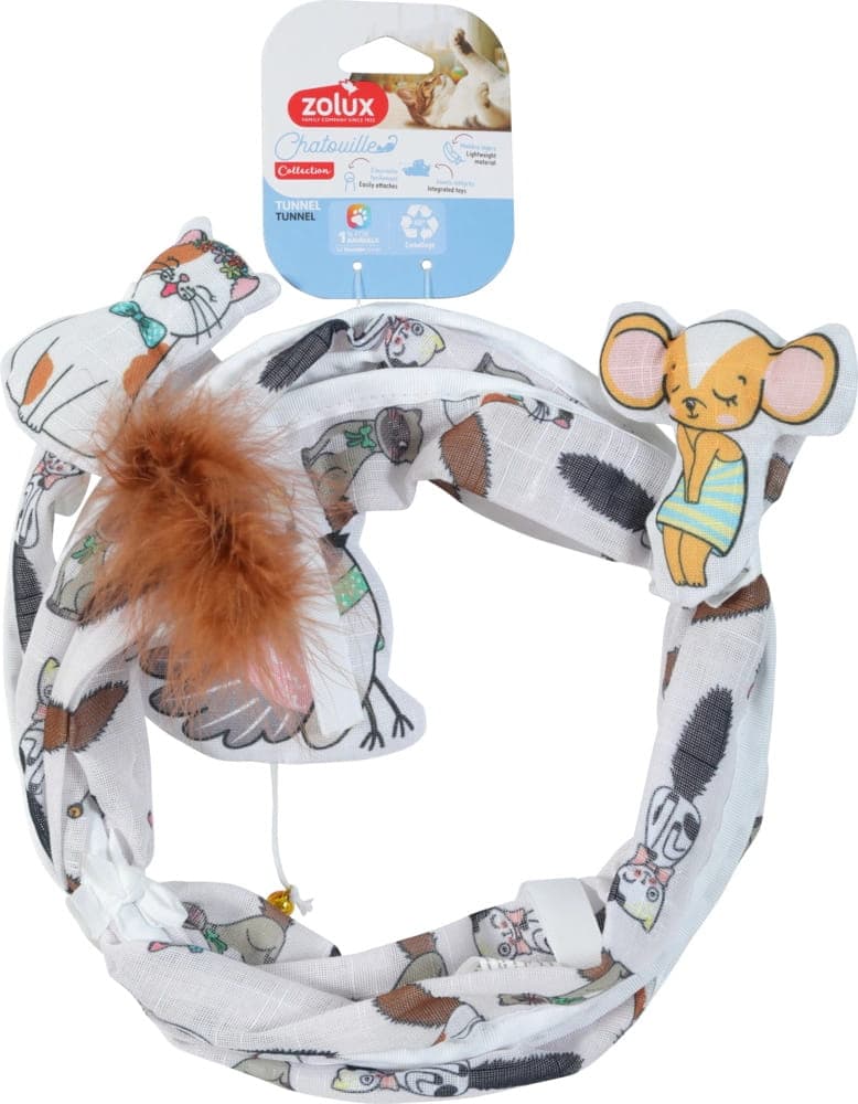 ZOLUX CHATOUILLE Spiralkatzentunnel mit Katzen- und Mäusemotiv, 79 cm