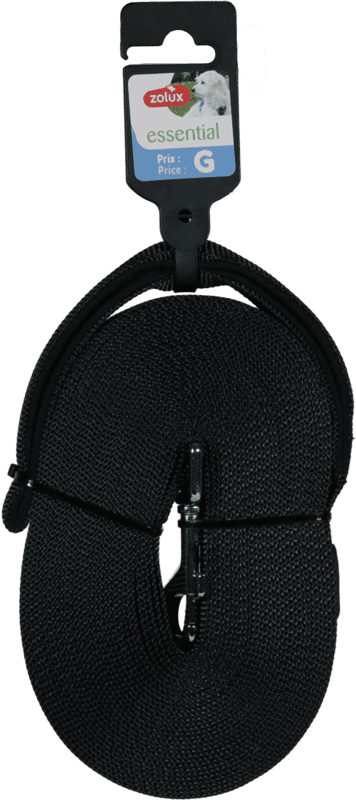 ZOLUX Lange Gurtbandleine für Hunde, 10 m, 20 mm, schwarz