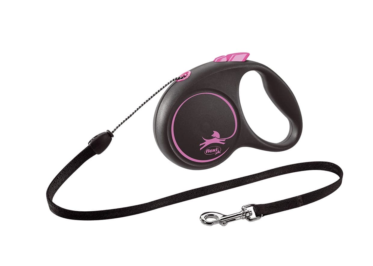 Flexi Automatische Hundeleine Black Design S Seil 5 m – Farbe: Rosa