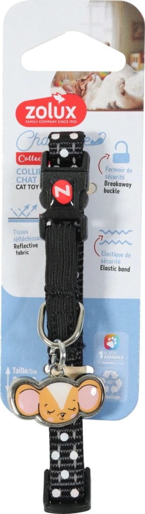 ZOLUX CHATOUILLE Katzenhalsband mit Maus-Anhänger, schwarz
