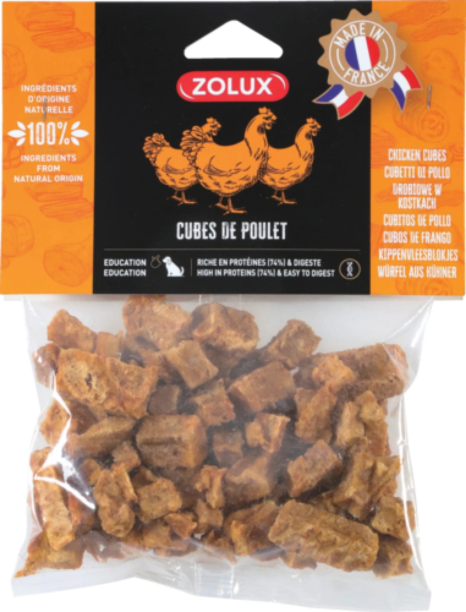ZOLUX Natürliche Leckerei für Hunde Große Hühnerknochen 150 g