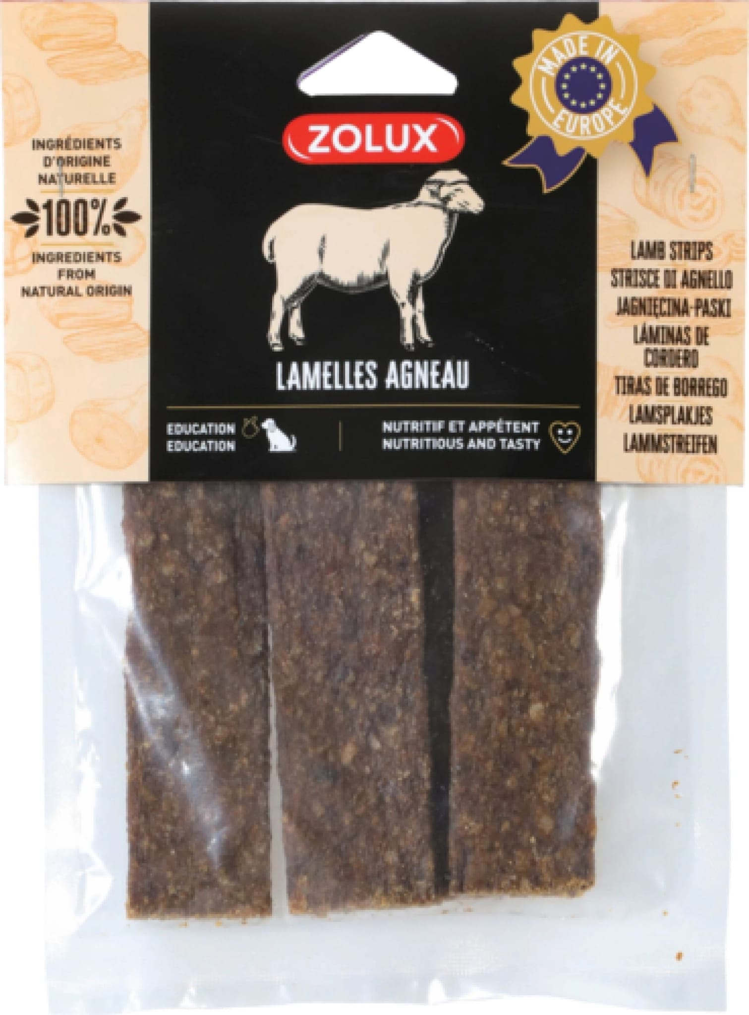 ZOLUX Natürliche Hundeleckerli Lammstreifen, 100 g