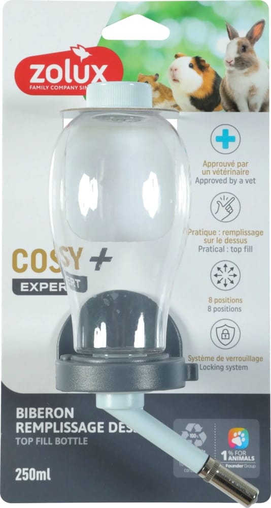 ZOLUX COSY Trinkflasche für Nagetiere mit Befüllung von oben 250 ml, blau – Bild 2