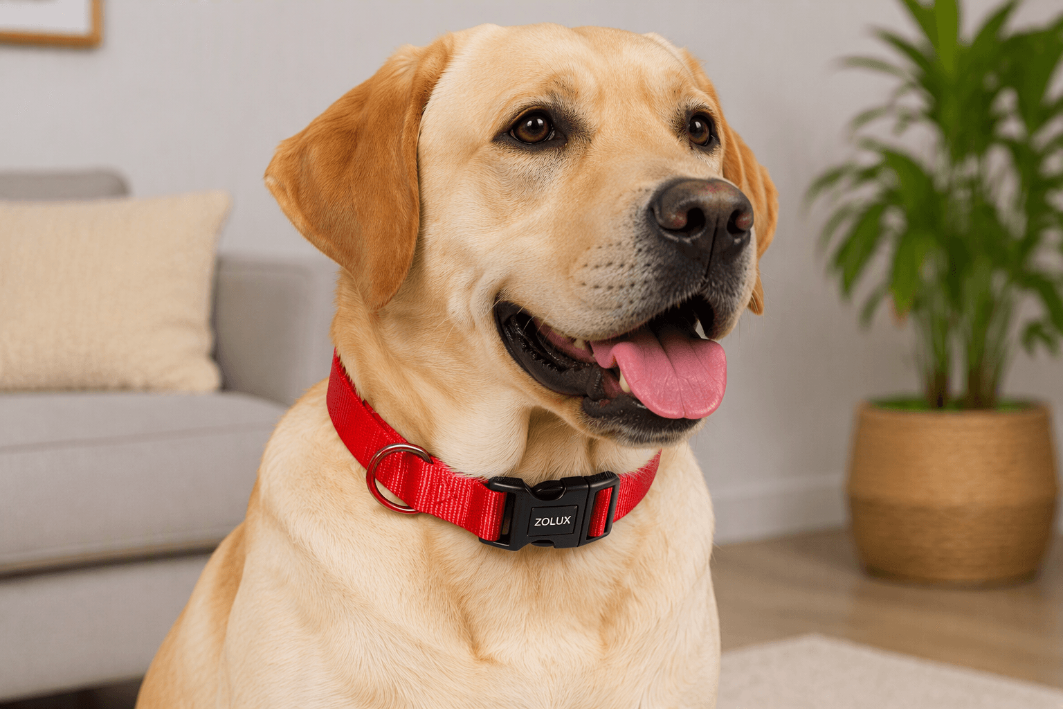 ZOLUX Klassisches Nylon-Hundehalsband, 37–58 cm, 25 mm, rot – Bild 7