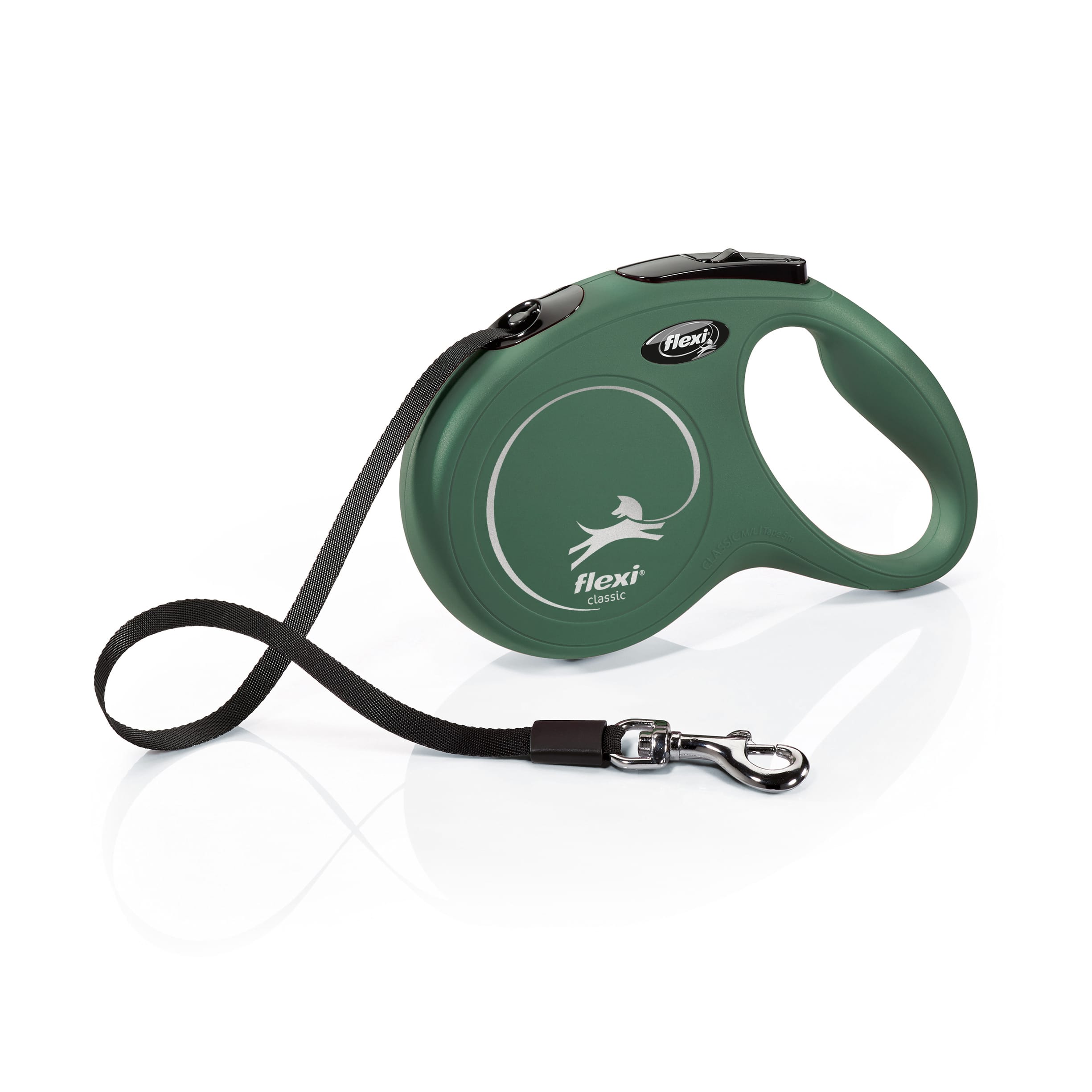 FLEXI NEW CLASSIC Automatikleine für Hunde, Band, M, 5 m, oliv – Bild 1