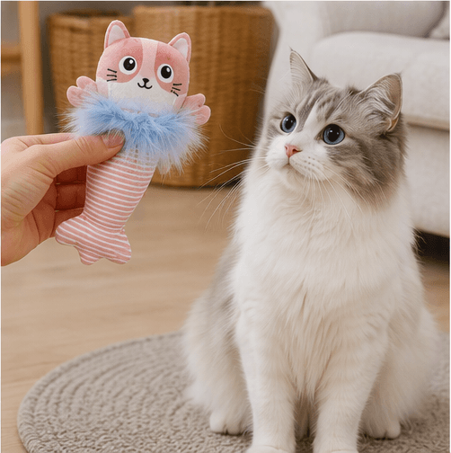 ZOLUX MALO Plüsch-Katzenspielzeug, Katze mit Hummer, rosa – Bild 8
