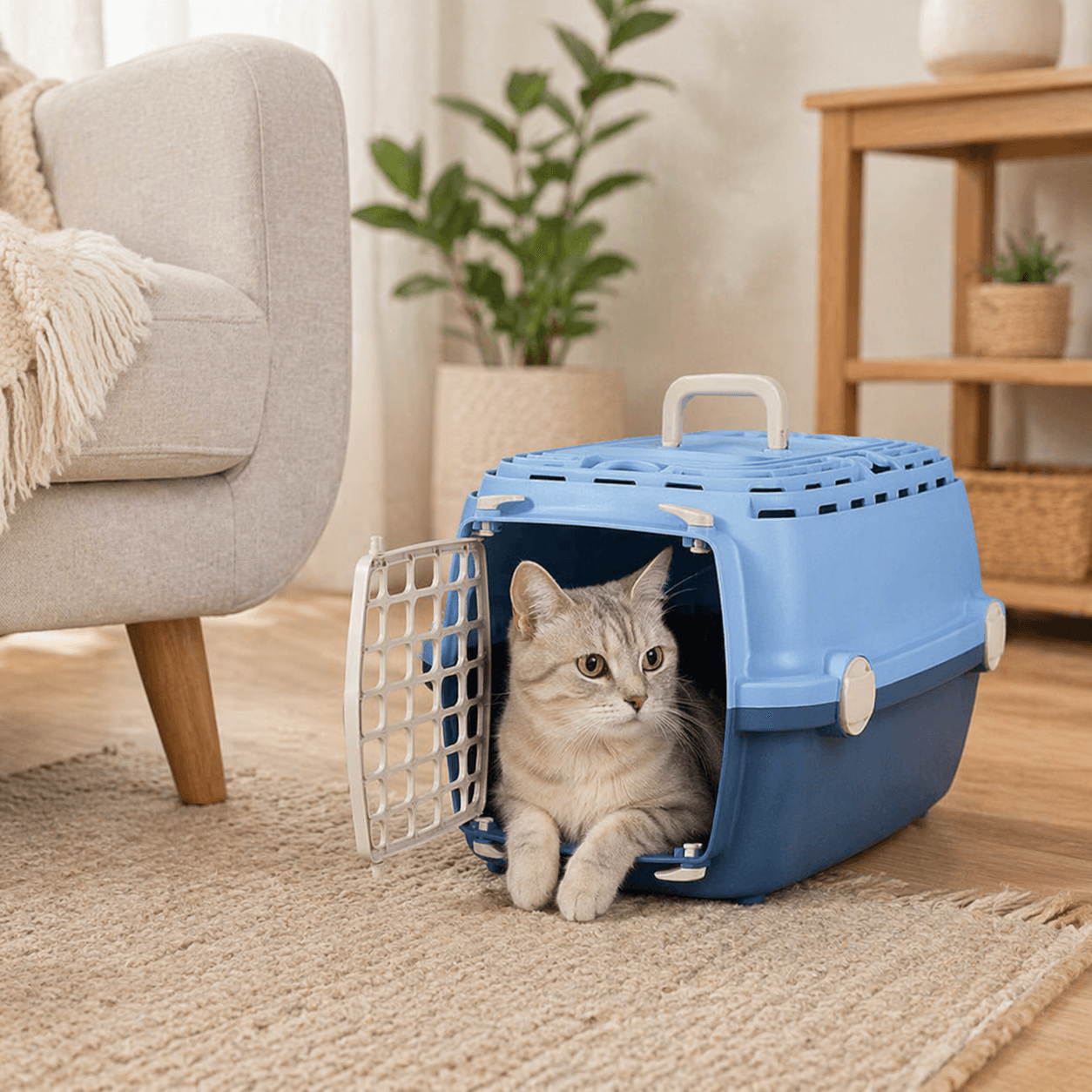 ZOLUX Transportbox für Hunde und Katzen bis 6 kg HORIZON 1, blaue Kunststofftür – Bild 5