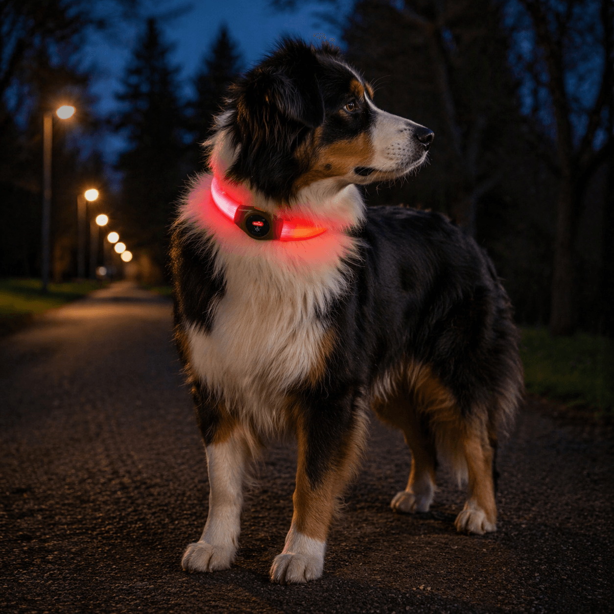 ZOLUX LED-Hundehalsband – Leuchtend, Silikon – Für langes Fell – BIVOUAK, Rot – Bild 14