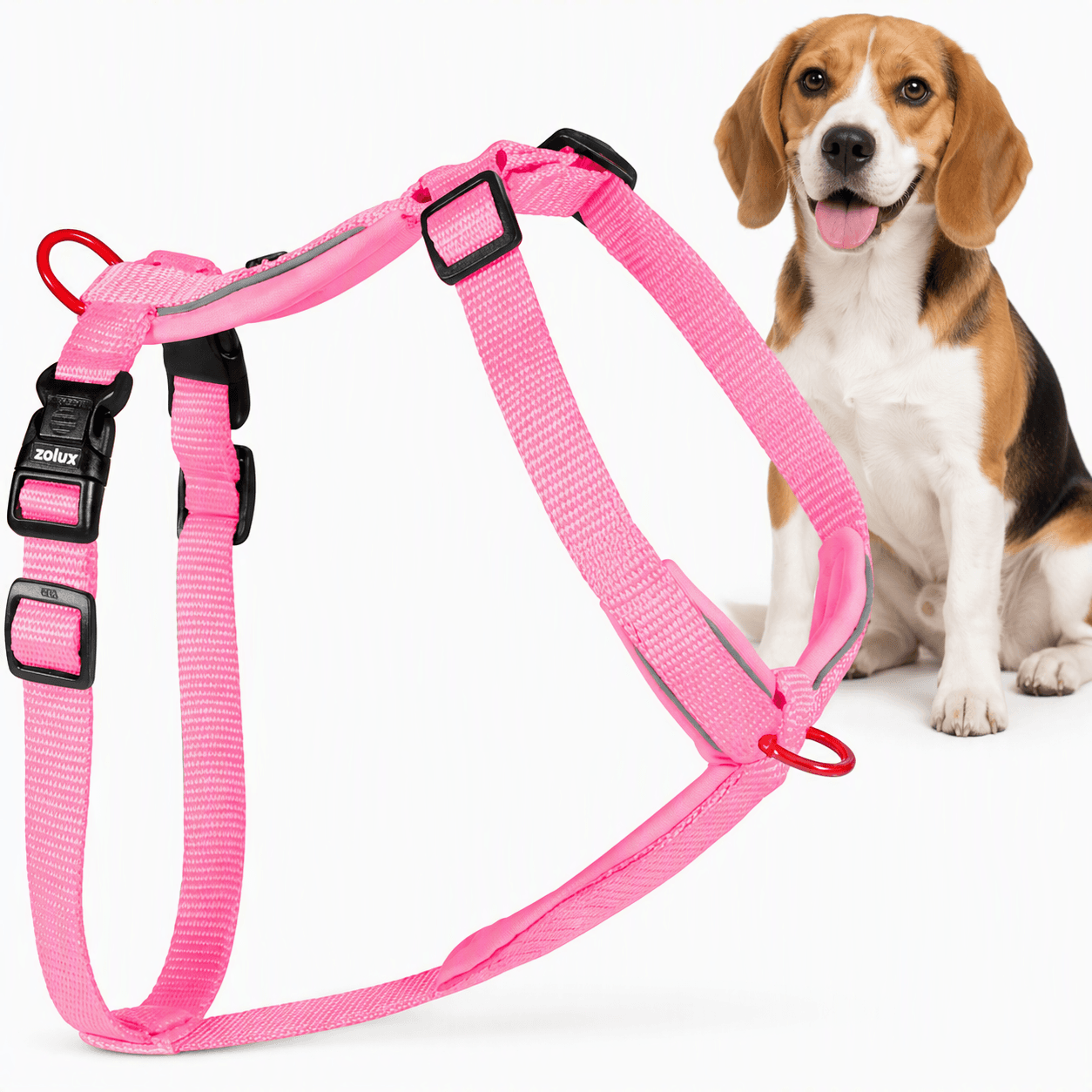 ZOLUX Premium-Nylon-Hundegeschirr, Größe M, 50–74 cm, 20 mm, fuchsia – Bild 1