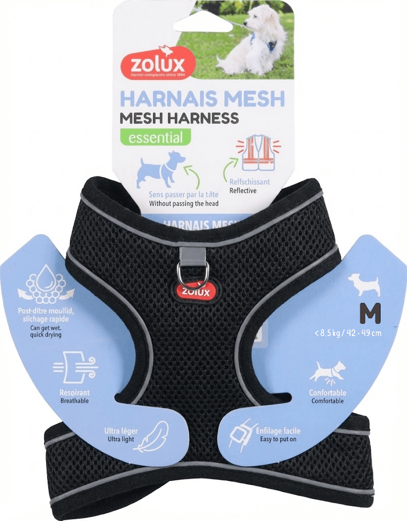 ZOLUX Atmungsaktives Mesh-Hundegeschirr, Größe M, schwarz – Bild 5