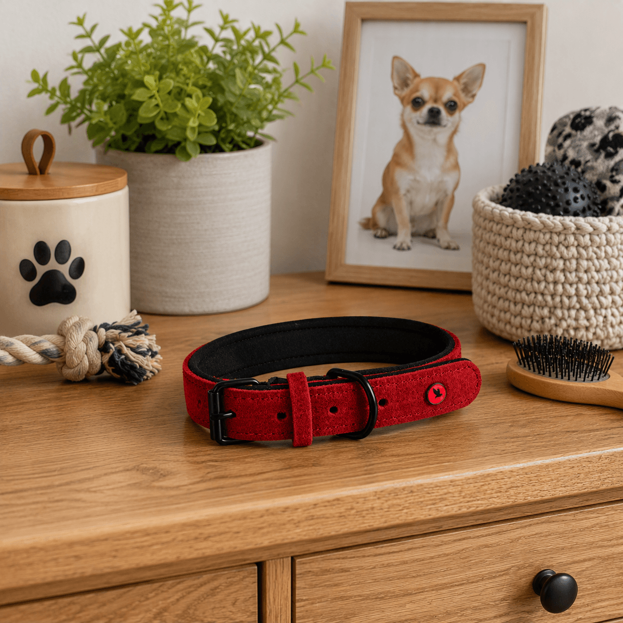 ZOLUX Komfort-Lederhalsband für Hunde, 17–24 cm, 14 mm, rot – Bild 4