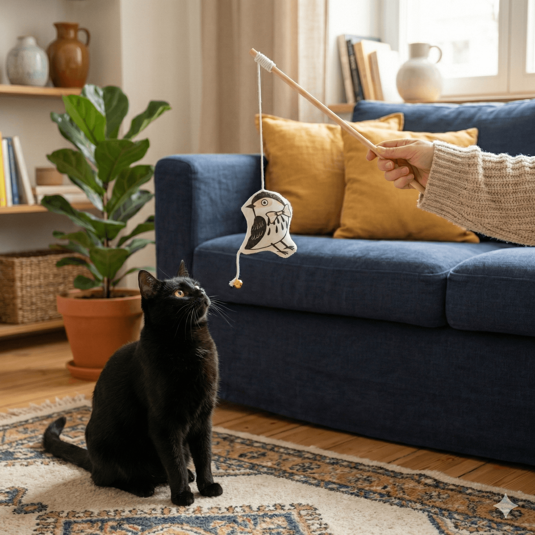 ZOLUX CHATOUILLE Bambus-Spielangel für Katzen mit schwarzem Vogel, 48,8 cm – Bild 2
