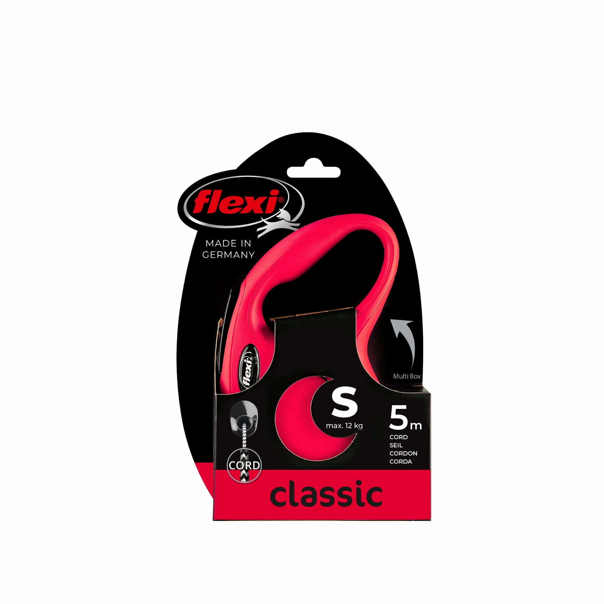 FLEXI Automatikleine für Hunde NEW CLASSIC – Seil S, 5 m, Farbe: Rot – Bild 2