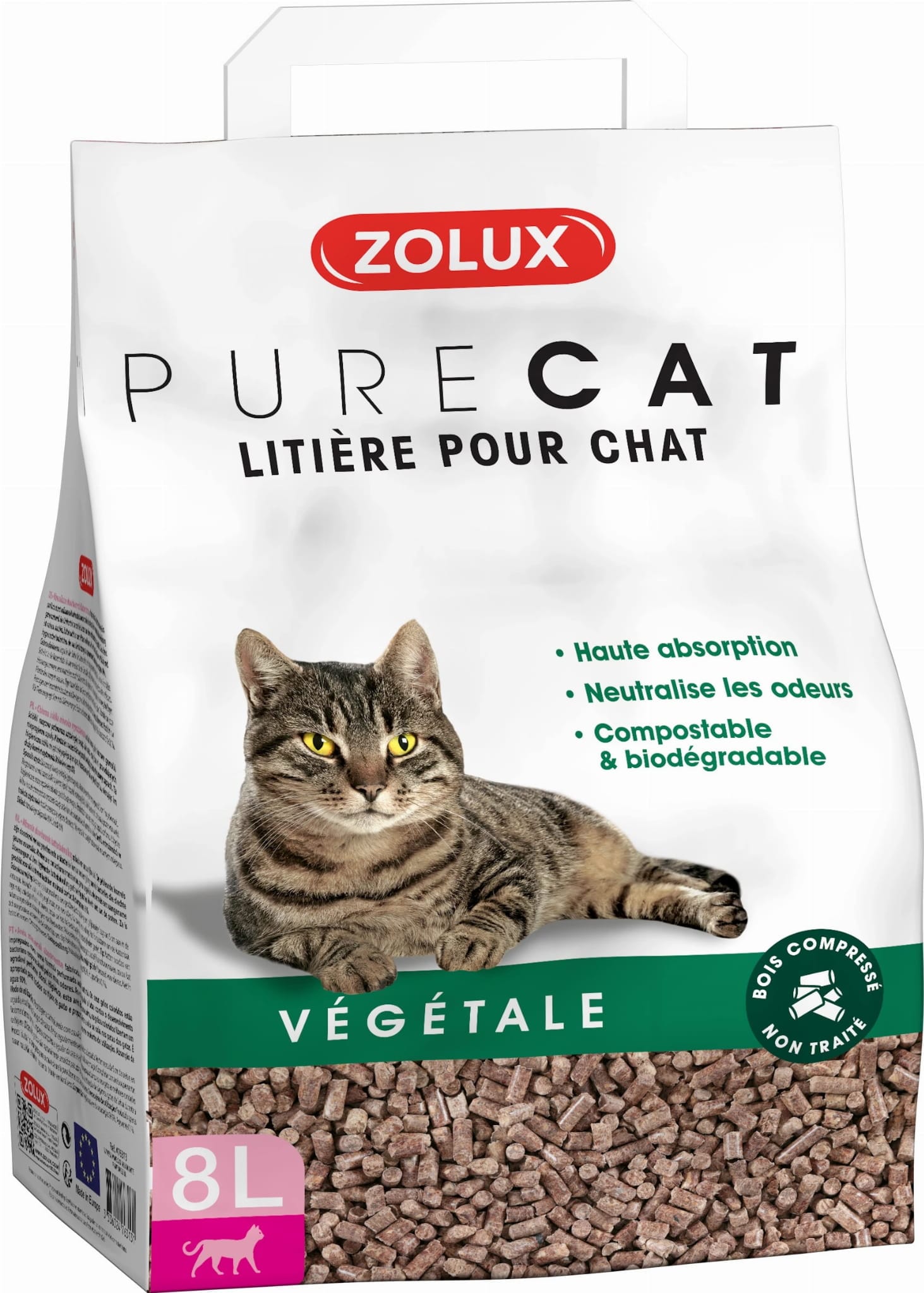 ZOLUX PURECAT natürliche Pflanzen-Katzenstreu, 8 l – Bild 2