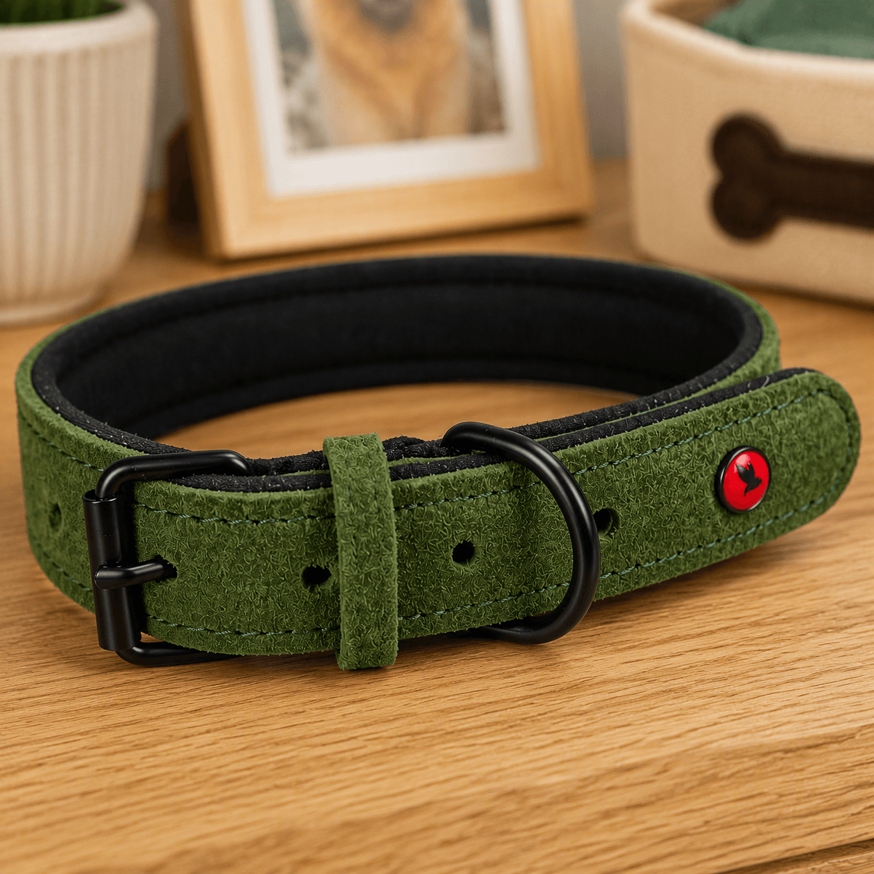 ZOLUX Komfort-Lederhalsband für Hunde, 23–30 cm, 14 mm, grün – Bild 5