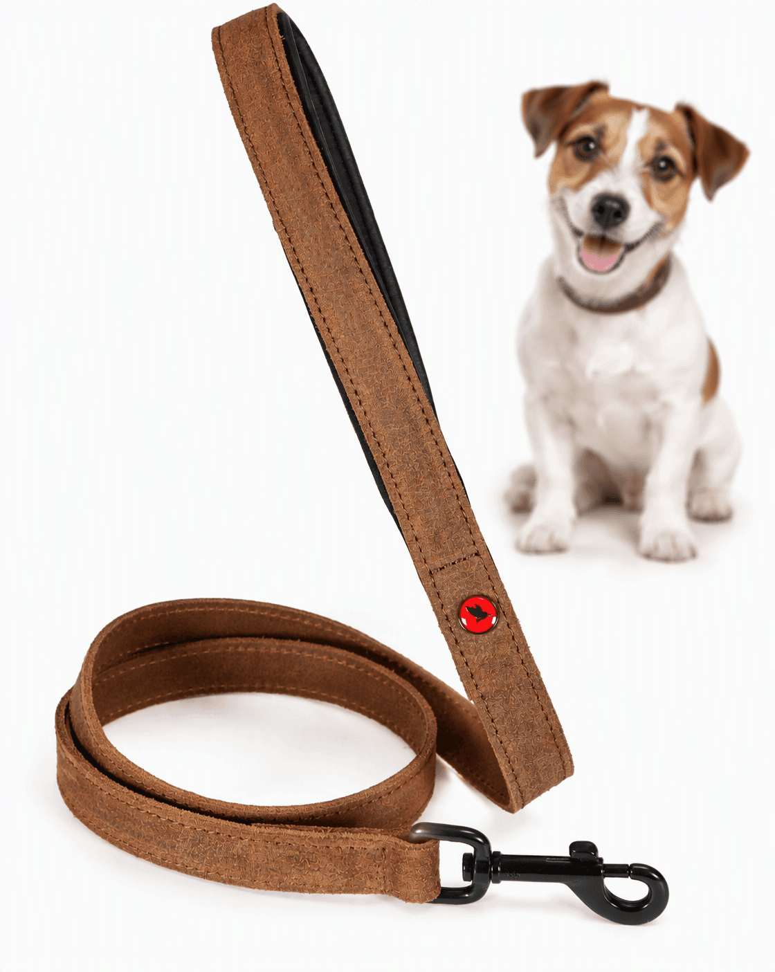 ZOLUX Komfort-Lederleine für Hunde, 1 m, 15 mm, braun – Bild 1