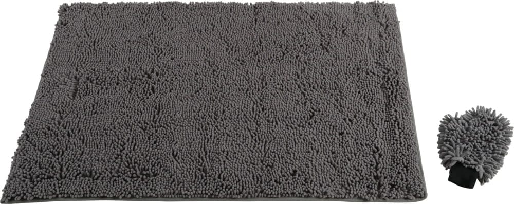 ZOLUX Mikrofaser-Handtuchmatte mit Handschuh zum Trocknen von Hunden, 120 × 80 cm, grau – Bild 2