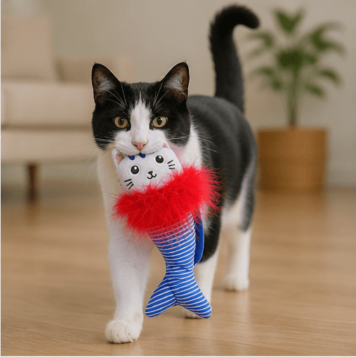 ZOLUX MALO Plüsch-Katzenspielzeug, Katze mit Wal, blau – Bild 6
