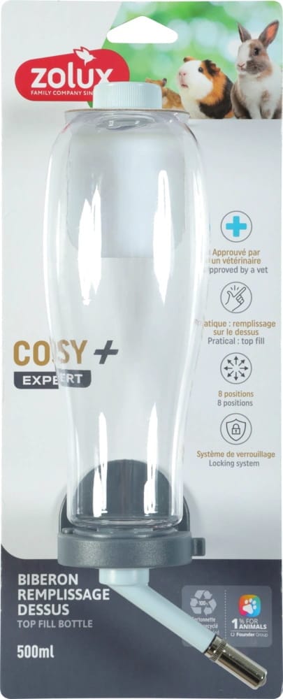 ZOLUX COSY Trinkflasche für Nagetiere mit Befüllung von oben 500 ml, blau – Bild 2