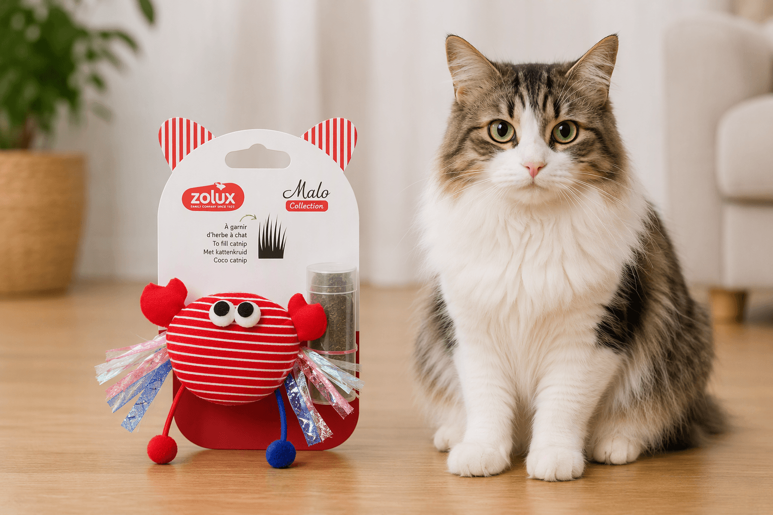 ZOLUX Katzenspielzeug Krabbe MALO mit Katzenminze-Füllung, rot – Bild 4