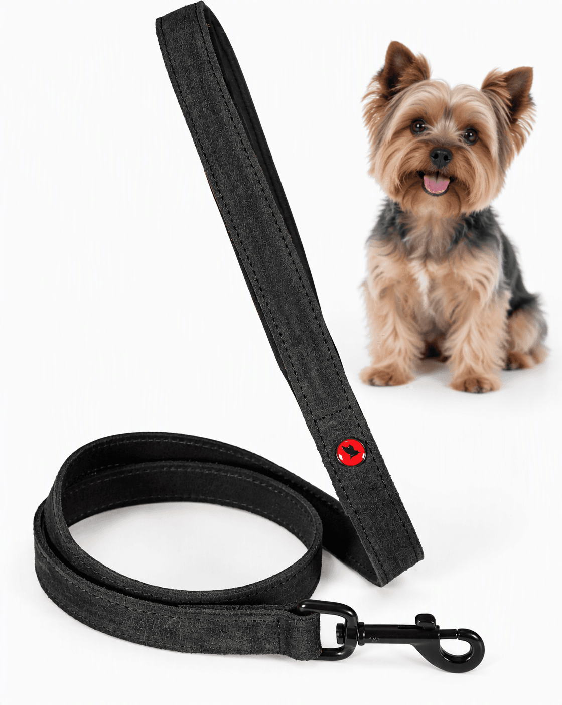 ZOLUX Komfort-Lederleine für Hunde, 1 m, 15 mm, schwarz – Bild 1