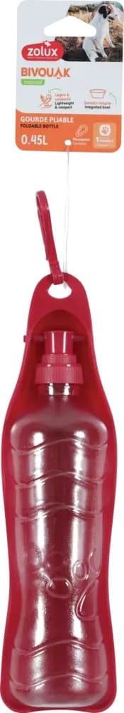 ZOLUX Faltbare Trinkflasche für Hunde BIVOUAK 450 ml rot – Bild 3