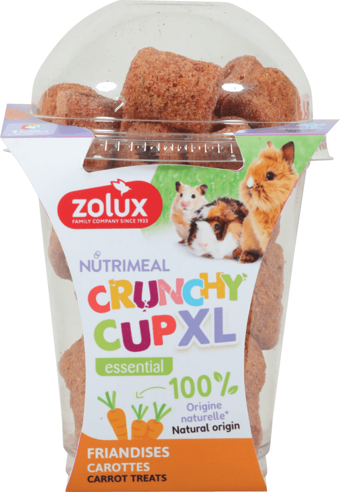 ZOLUX NUTRIMEAL CRUNCHY CUP XL Natur-Snack für Nagetiere, Karotte, 110 g – Bild 7