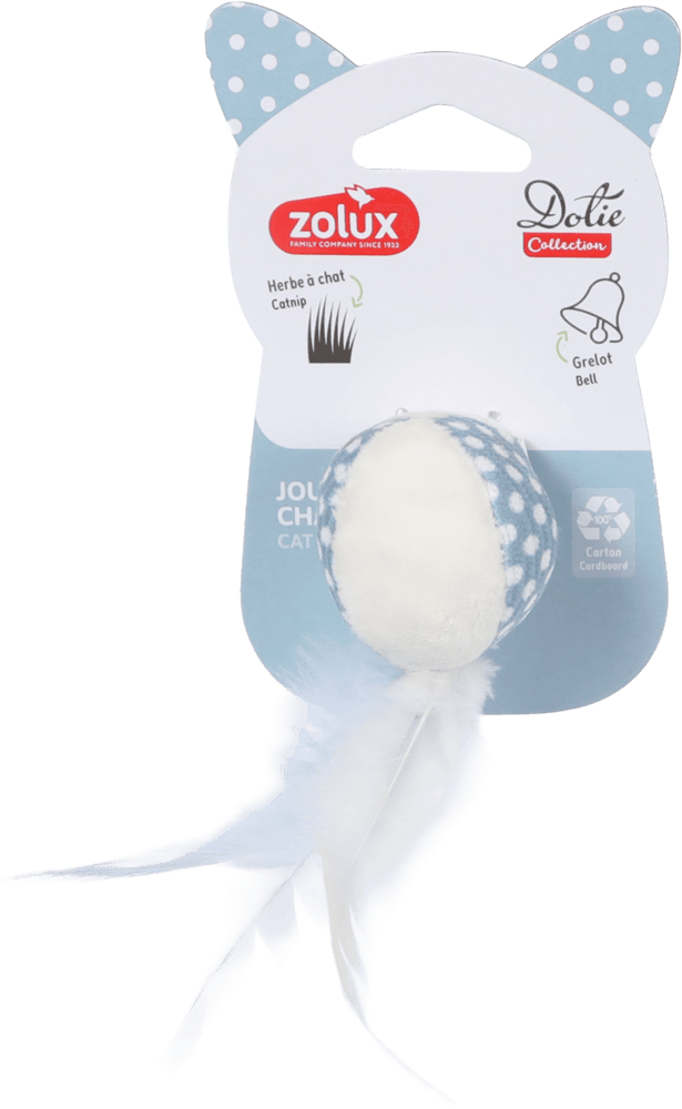 ZOLUX DOTIE Ball für Katzen mit Federn, blau, 4 cm – Bild 1