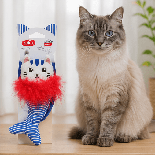 ZOLUX MALO Plüsch-Katzenspielzeug, Katze mit Wal, blau – Bild 9
