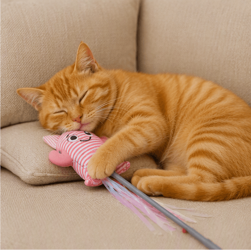 ZOLUX MALO Bewegliche Katzenspielangel mit Druckknopf, Languste, rosa – Bild 5