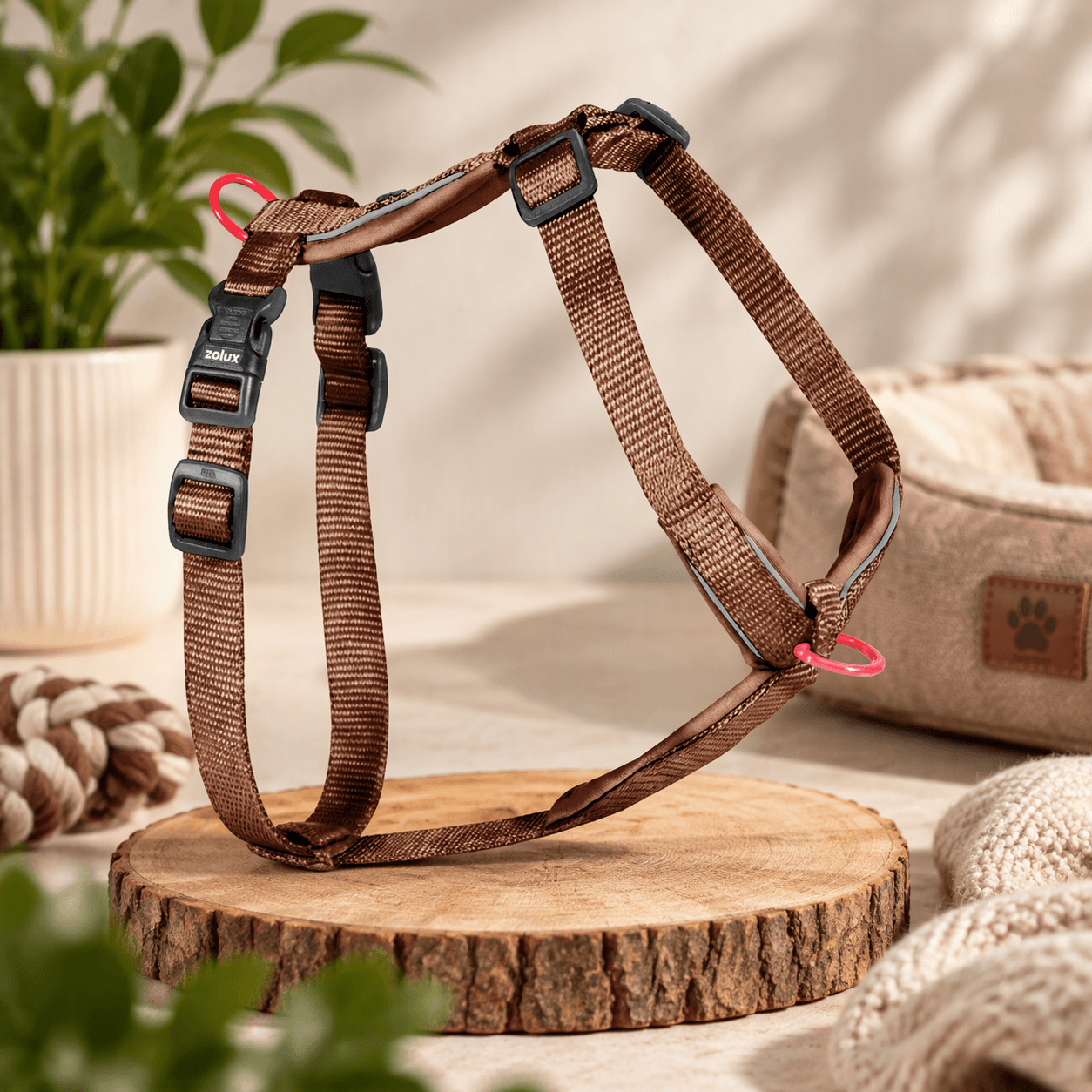 ZOLUX Premium-Nylon-Hundegeschirr, Größe M, 50–74 cm, 20 mm, mocha – Bild 3