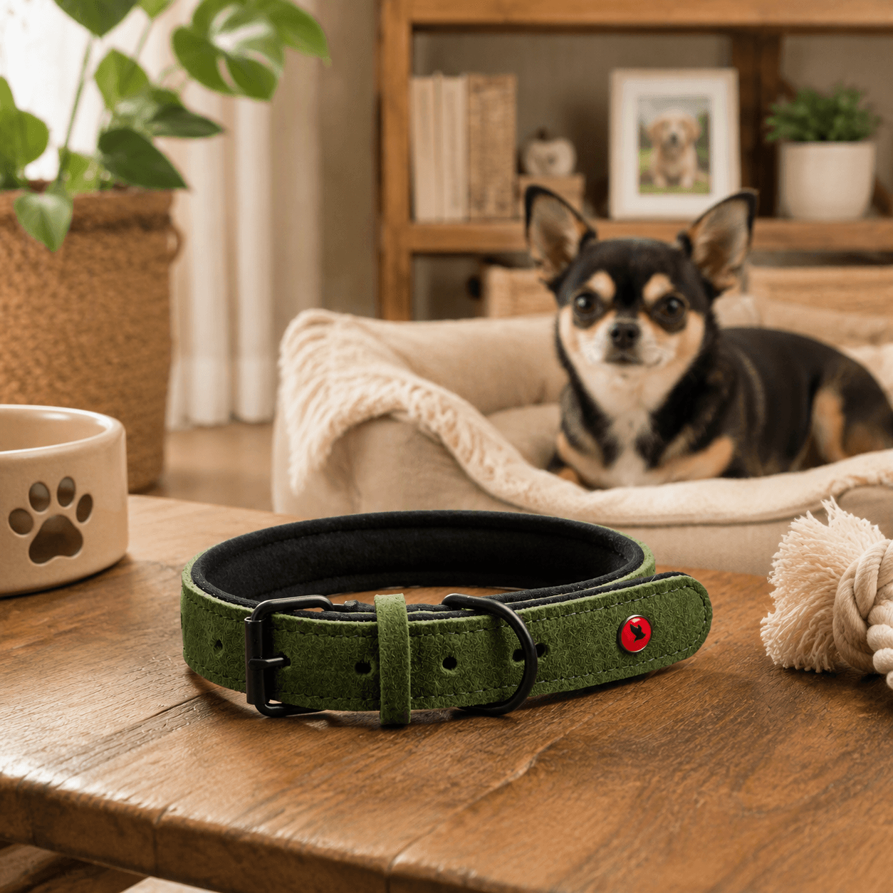 ZOLUX Komfort-Lederhalsband für Hunde, 23–30 cm, 14 mm, grün – Bild 6