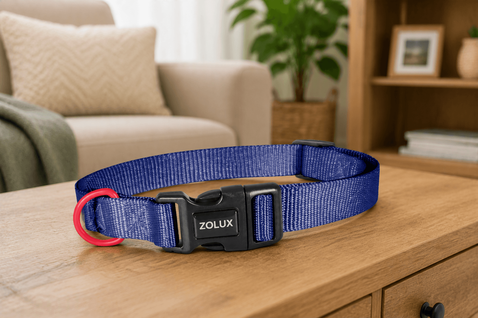 ZOLUX Klassisches Nylon-Hundehalsband, 37–58 cm, 25 mm, marineblau – Bild 4