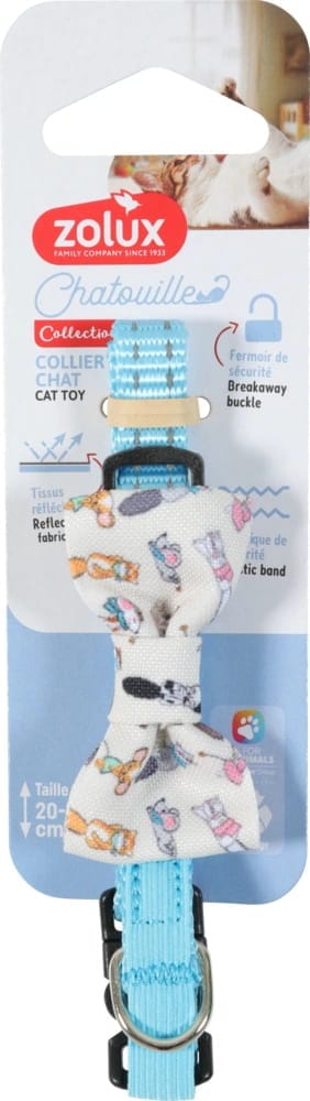 ZOLUX CHATOUILLE Katzenhalsband mit Fliege, blau – Bild 1