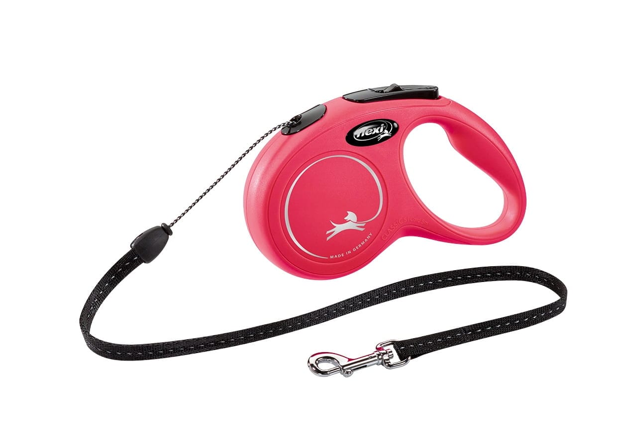 FLEXI Automatikleine für Hunde NEW CLASSIC – Seil S, 5 m, Farbe: Rot – Bild 1