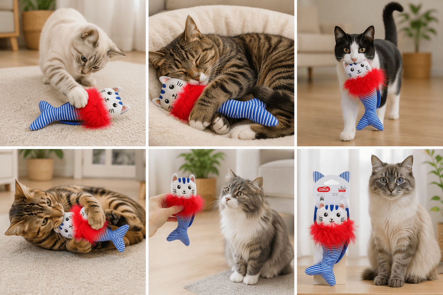 ZOLUX MALO Plüsch-Katzenspielzeug, Katze mit Wal, blau – Bild 3
