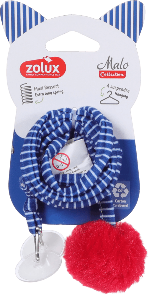 ZOLUX Hängendes Katzenspielzeug MALO mit Pompon und Feder, 80 cm, blau – Bild 3