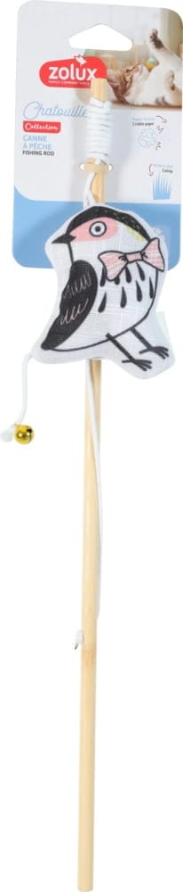 ZOLUX CHATOUILLE Bambus-Spielangel für Katzen mit schwarzem Vogel, 48,8 cm – Bild 1