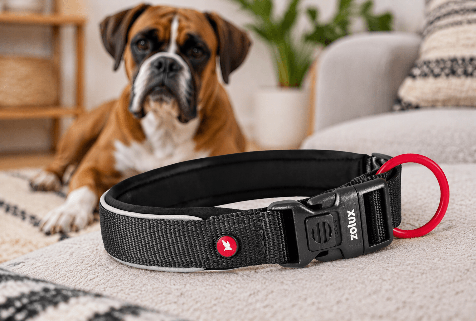 ZOLUX Premium-Nylon-Hundehalsband, Größe XL, 50–55 cm, 25 mm, schwarz – Bild 4