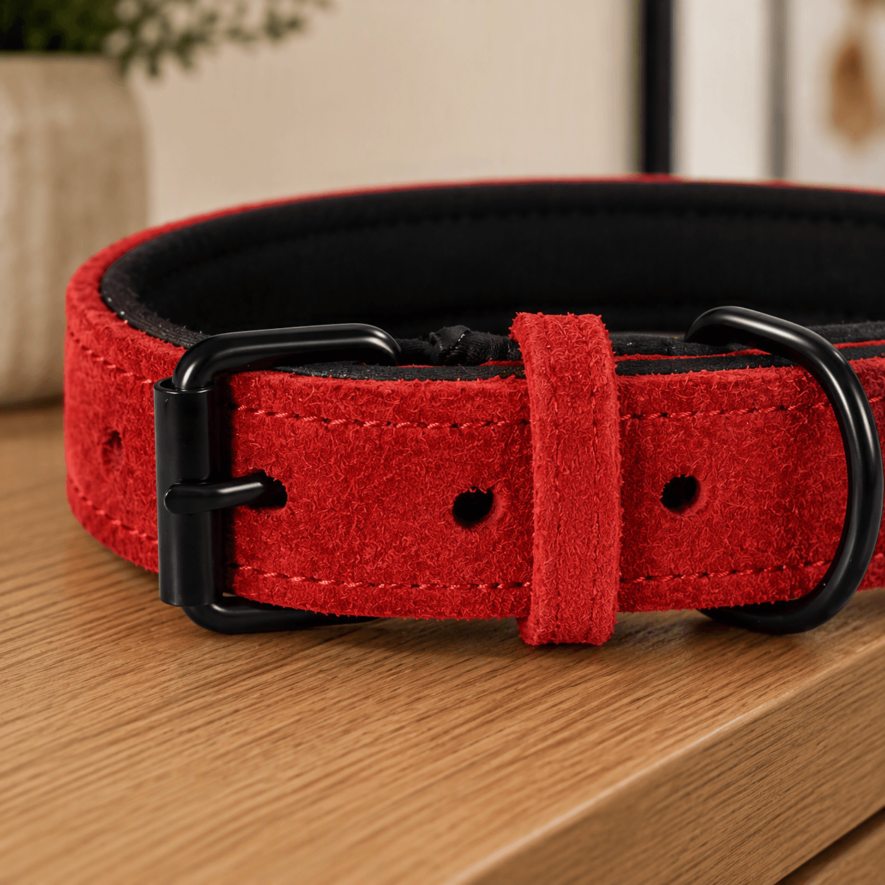 ZOLUX Komfort-Lederhalsband für Hunde, 53–65 cm, 30 mm, rot – Bild 5