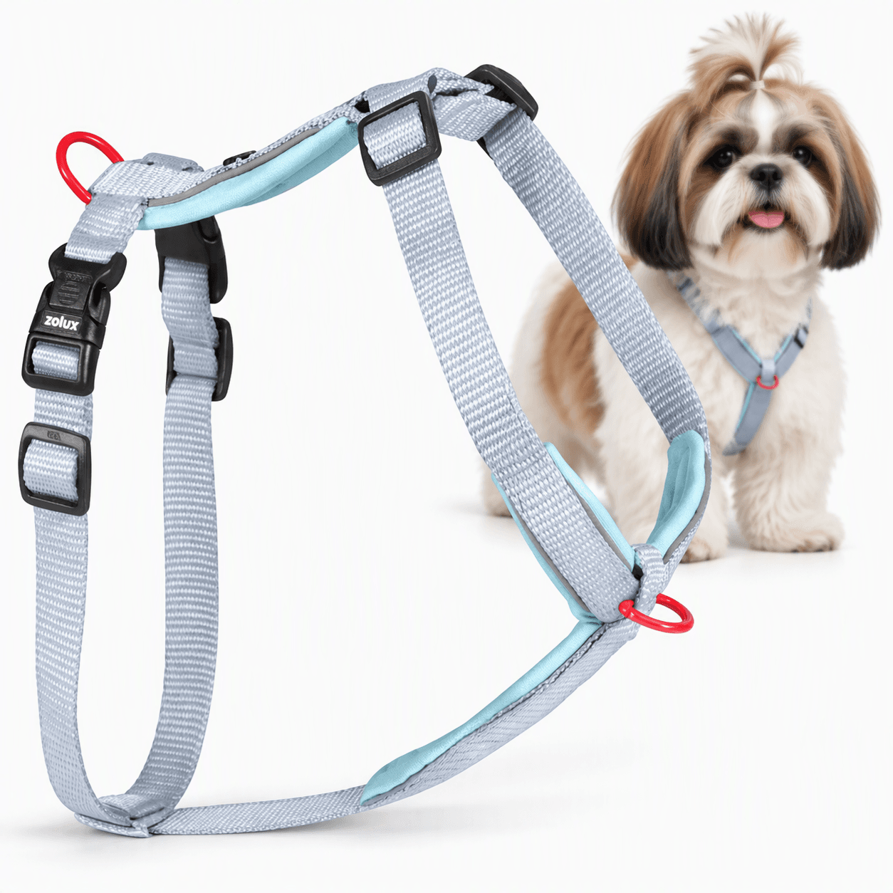 ZOLUX Premium-Nylon-Hundegeschirr, Größe S, 38–56 cm, 15 mm, hellblau – Bild 1