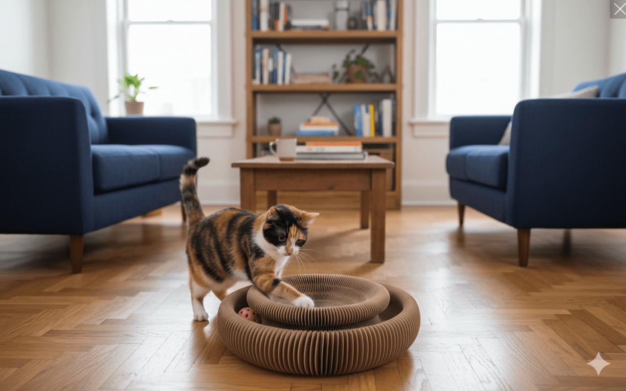 ZOLUX CHATOUILLE Zusammenklappbares 4-in-1-Katzenkratzbrett in Pfotenform mit Ball und Katzenminze – Bild 7