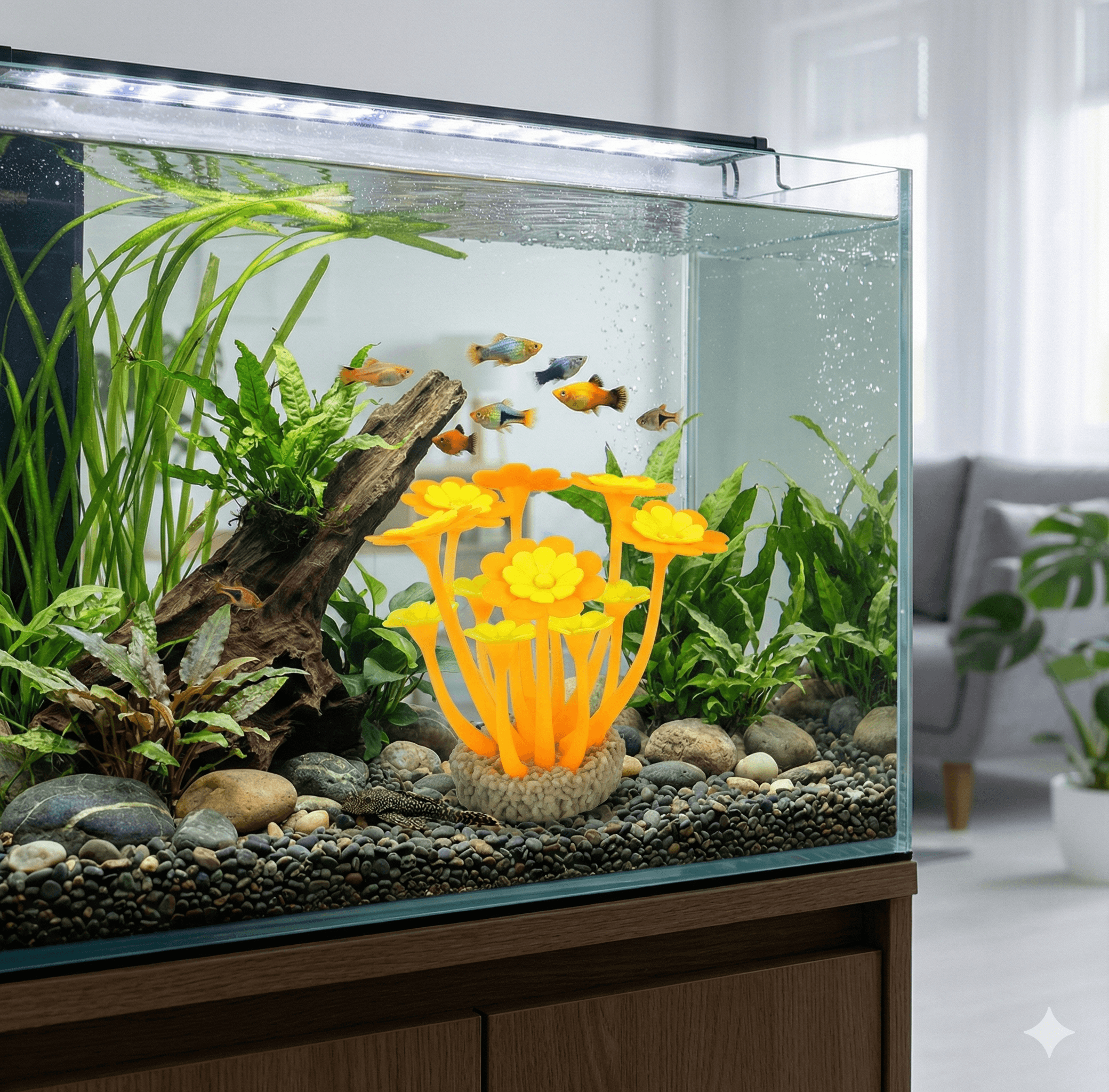 ZOLUX Aquariendekoration FLOWERS 2 orange-gelb fluoreszierend – Bild 13