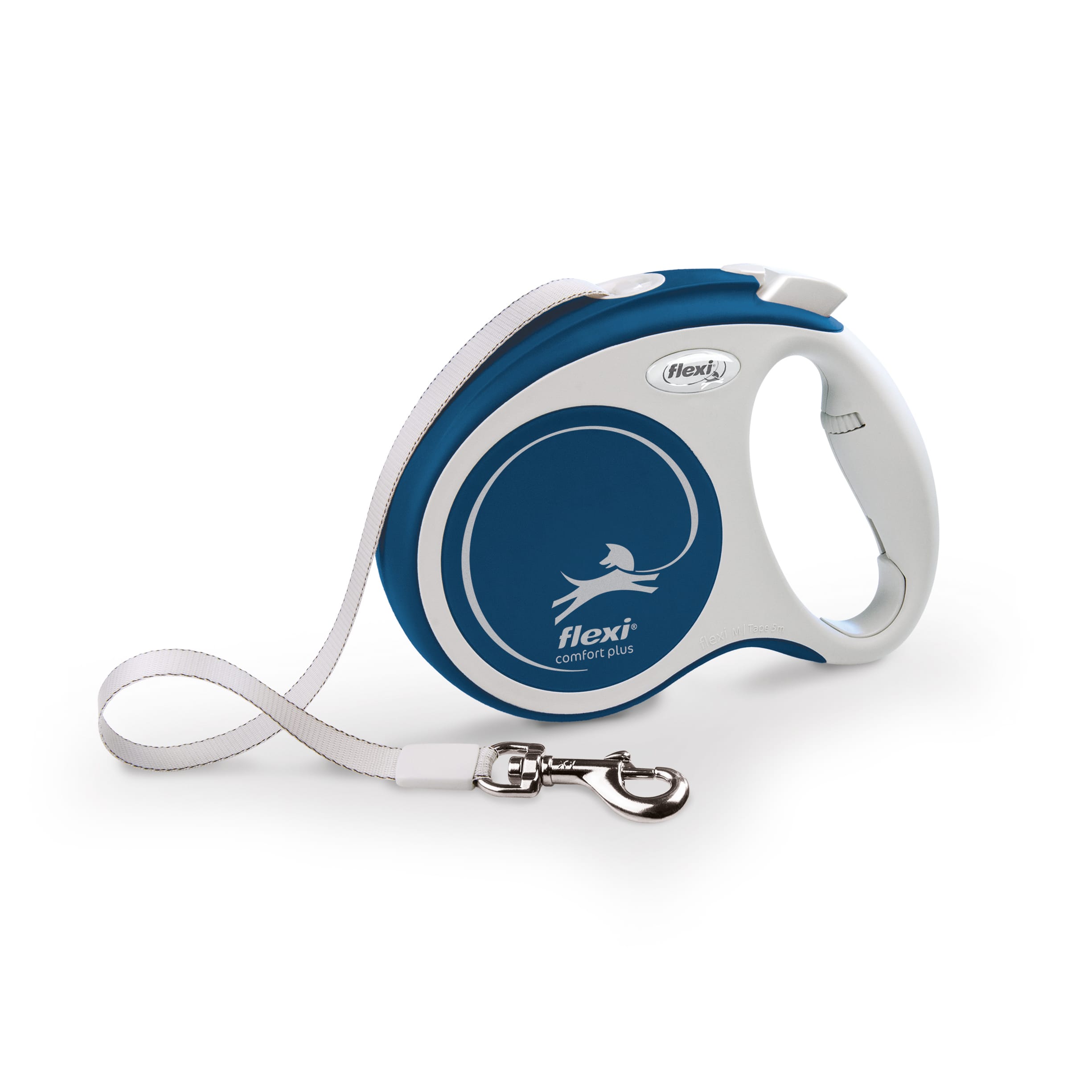 FLEXI COMFORT PLUS Automatikleine für Hunde, Band, M, 5 m, blau – Bild 1