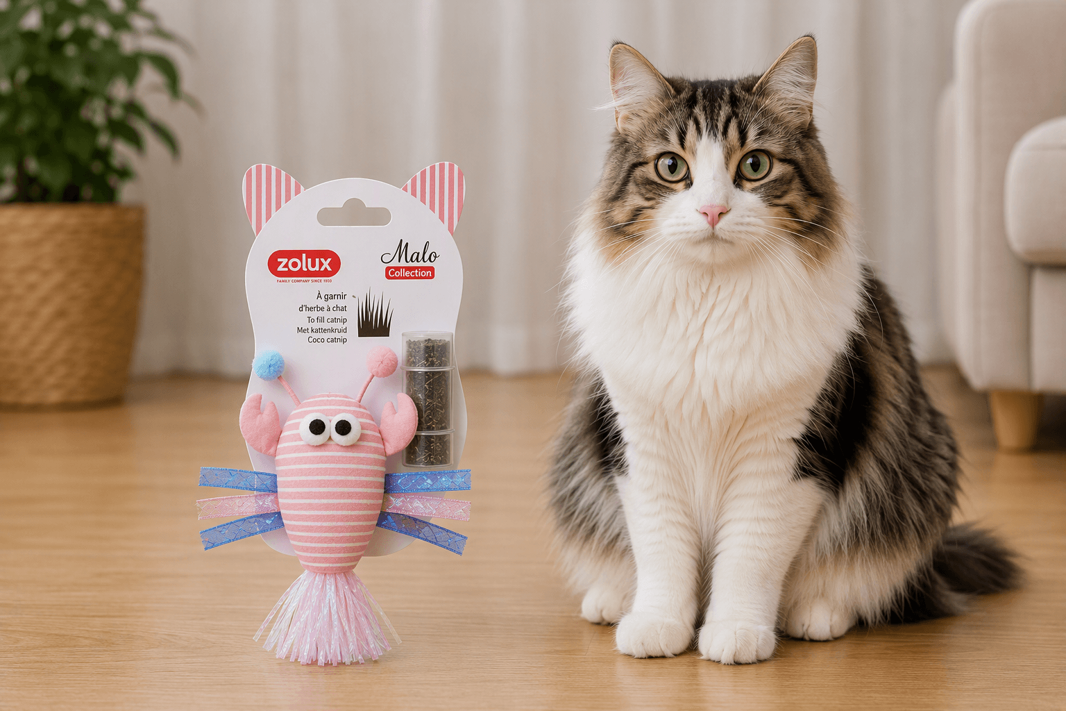 ZOLUX Katzenspielzeug Languste MALO mit Katzenminze-Füllung, rosa – Bild 7