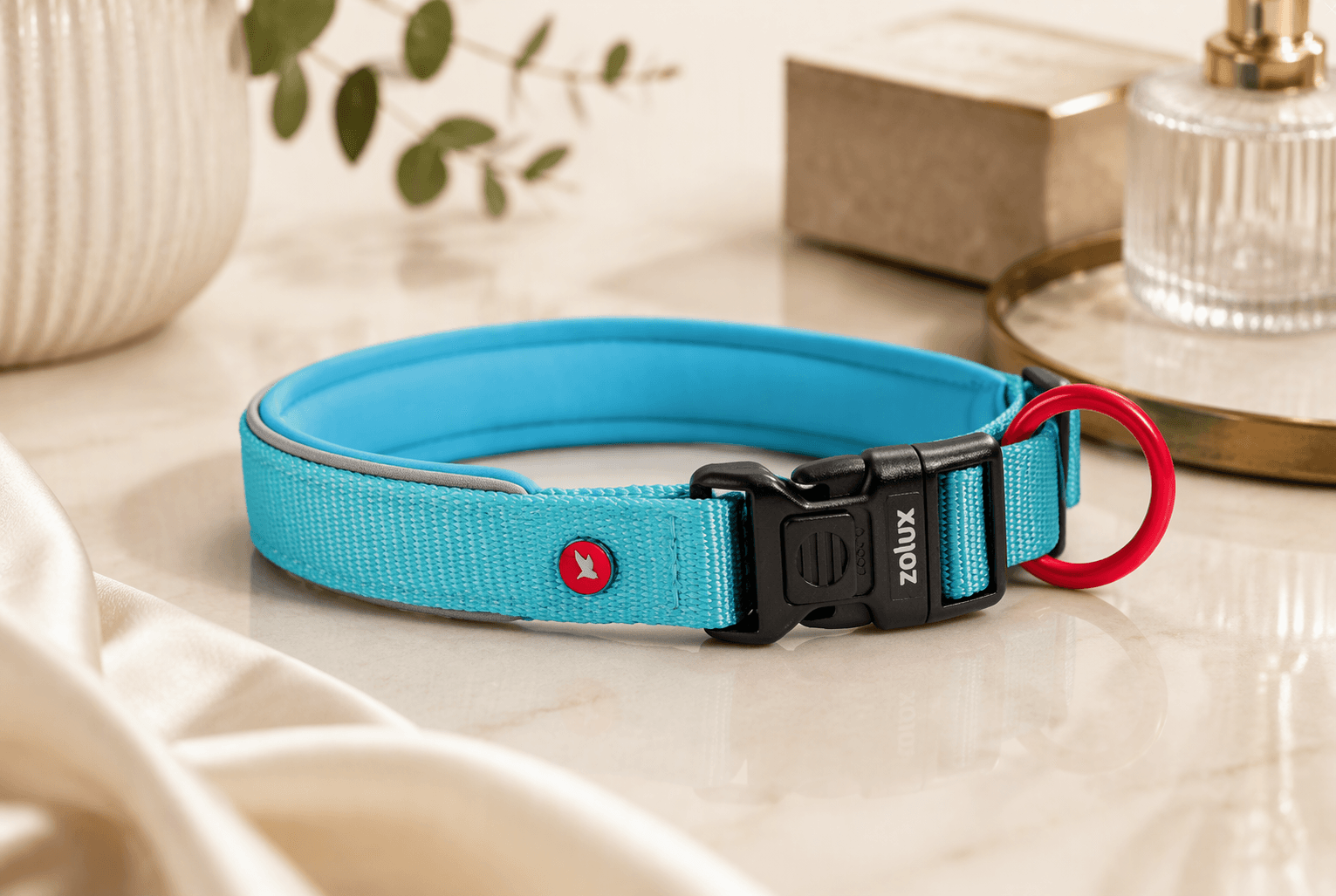 ZOLUX Premium-Nylon-Hundehalsband, Größe L, 45–50 cm, 25 mm, türkis – Bild 4